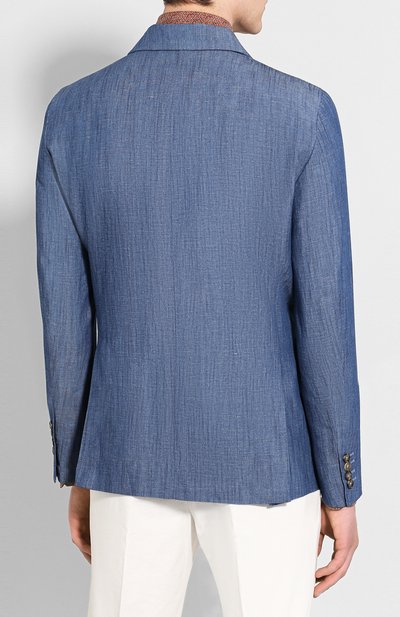 Пиджак из смеси хлопка и льна LORO PIANA синего цвета по цене 179500 руб., арт. FAL0961, фото 4 Пиджак из смеси хлопка и льна LORO PIANA, арт. FAL0961, фото 4