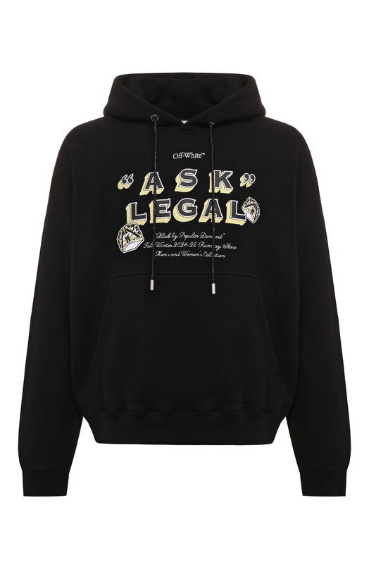 Хлопковое худи Off-White 0MBB085W24FLE004 Чёрный 0MBB085W24FLE004