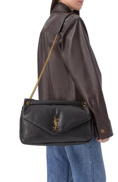 Женская сумка calypso large SAINT LAURENT черного цвета, арт. 777399/AACYT | Фото 2 (Материал: Натуральная кожа; Размер: large; Ремень/цепочка: На ремешке)