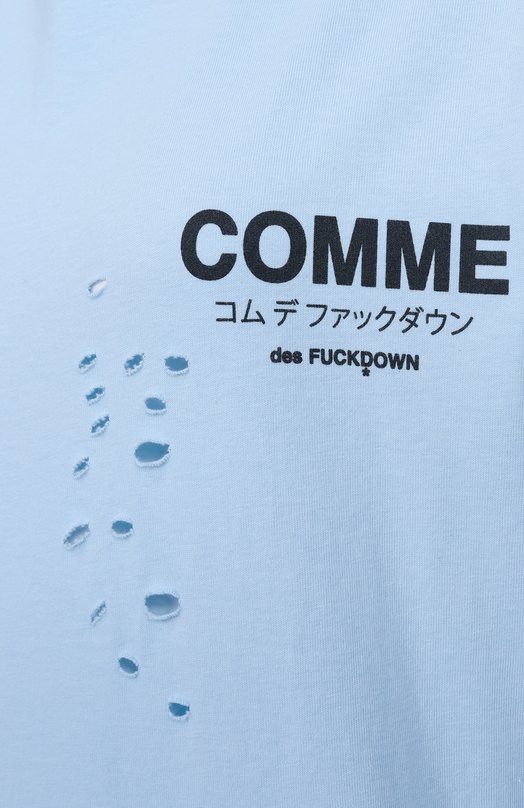 Хлопковая футболка Comme des Fuckdown CFABW01310 Голубой  CFABW01310 Фото 6