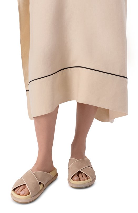 Замшевые шлепанцы Santoni WHXG72177G0MNUPI Бежевый  WHXG72177G0MNUPI Фото 2