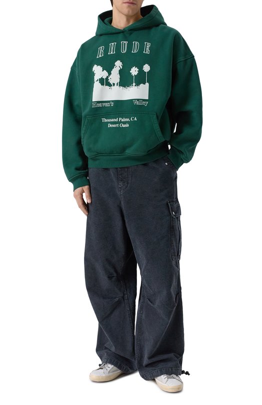 Хлопковое худи Rhude RHFW25H003012 Зелёный  RHFW25H003012 Фото 2