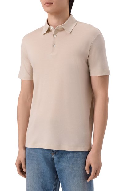 Поло из хлопка и лиоцелла PAUL&SHARK светло-бежевого цвета по цене 29150 руб., арт. 26411253, фото 3 Поло из хлопка и лиоцелла PAUL&SHARK, арт. 26411253, фото 3