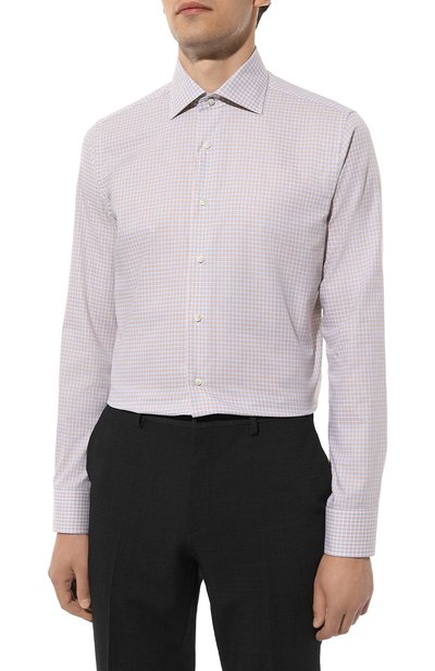 Хлопковая сорочка CANALI бежевого цвета по цене 29950 руб., арт. X18/GD03155, фото 4 Хлопковая сорочка CANALI, арт. X18/GD03155, фото 4