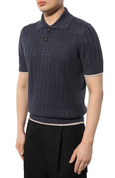 Поло изо льна и хлопка BRUNELLO CUCINELLI, арт. M2L70B2256, фото 3