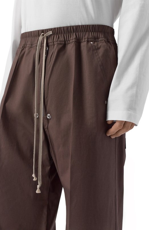 Хлопковые брюки Rick Owens RU01F2366/TE Коричневый  RU01F2366/TE Фото 5