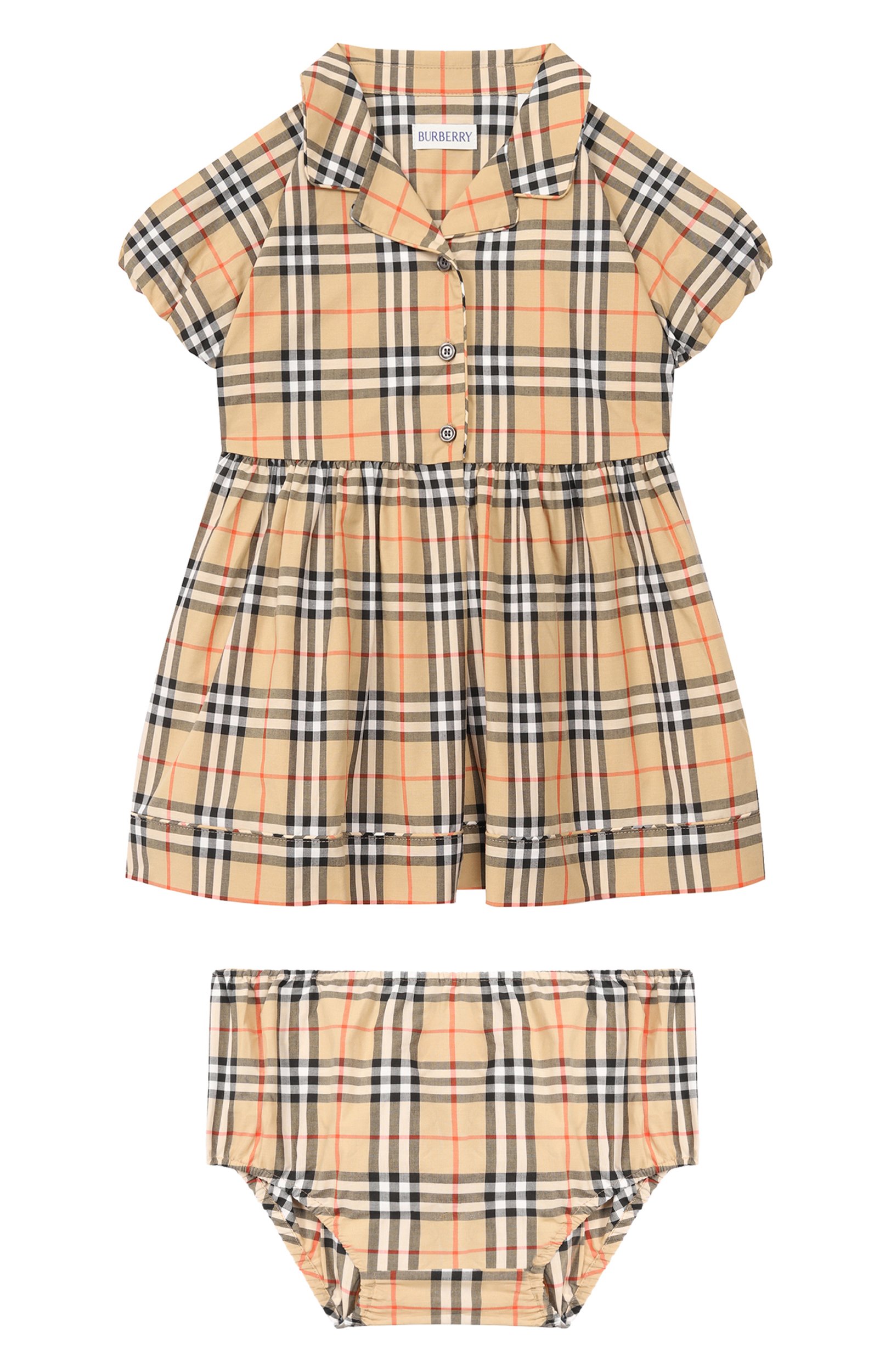 Комплект из платья и шорт BURBERRY бежевого цвета по цене 43350 руб., арт. 8126411, фото 1 Комплект из платья и шорт BURBERRY, арт. 8126411, фото 1