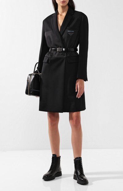 Двубортное пальто с поясом и капюшоном PRADA, арт. P682HK-1RVZ-F0806, фото 2