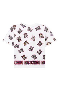 Детская хлопковая футболка MOSCHINO разноцветного цвета, арт. HAM060/LBBD6/10-14 | Фото 2 (Рукава: Короткие; Драгоценные камни: Проставлено; Материал внешний: Хлопок; Материал сплава: Проставлено; Девочки Кросс-КТ: футболка-одежда; Ростовка одежда: 10 - 11 лет | 140 - 146см, 12 лет | 152 см, 16 лет | 164 см)
