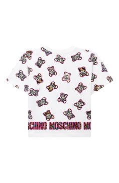 Детская хлопковая футболка MOSCHINO разноцветного цвета, арт. HAM060/LBBD6/10-14 | Фото 2 (Девочки Кросс-КТ: футболка-одежда; Рукава: Короткие; Материал сплава: Проставлено; Материал внешний: Хлопок; Драгоценные камни: Проставлено; Ростовка одежда: 10 - 11 лет | 140 - 146см, 12 лет | 152 см, 16 лет | 164 см)