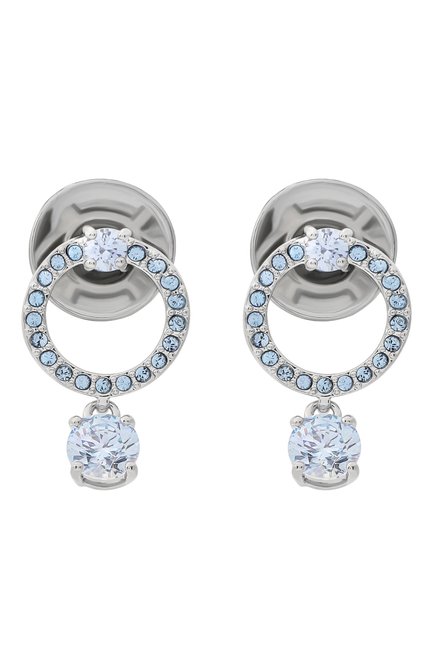 Женские серьги attract SWAROVSKI голубого цвета, арт. 5723563 | Фото 1 (Нос: Не проставлено; Материал: Металл, Кристаллы; Материал сплава: Проставлено)