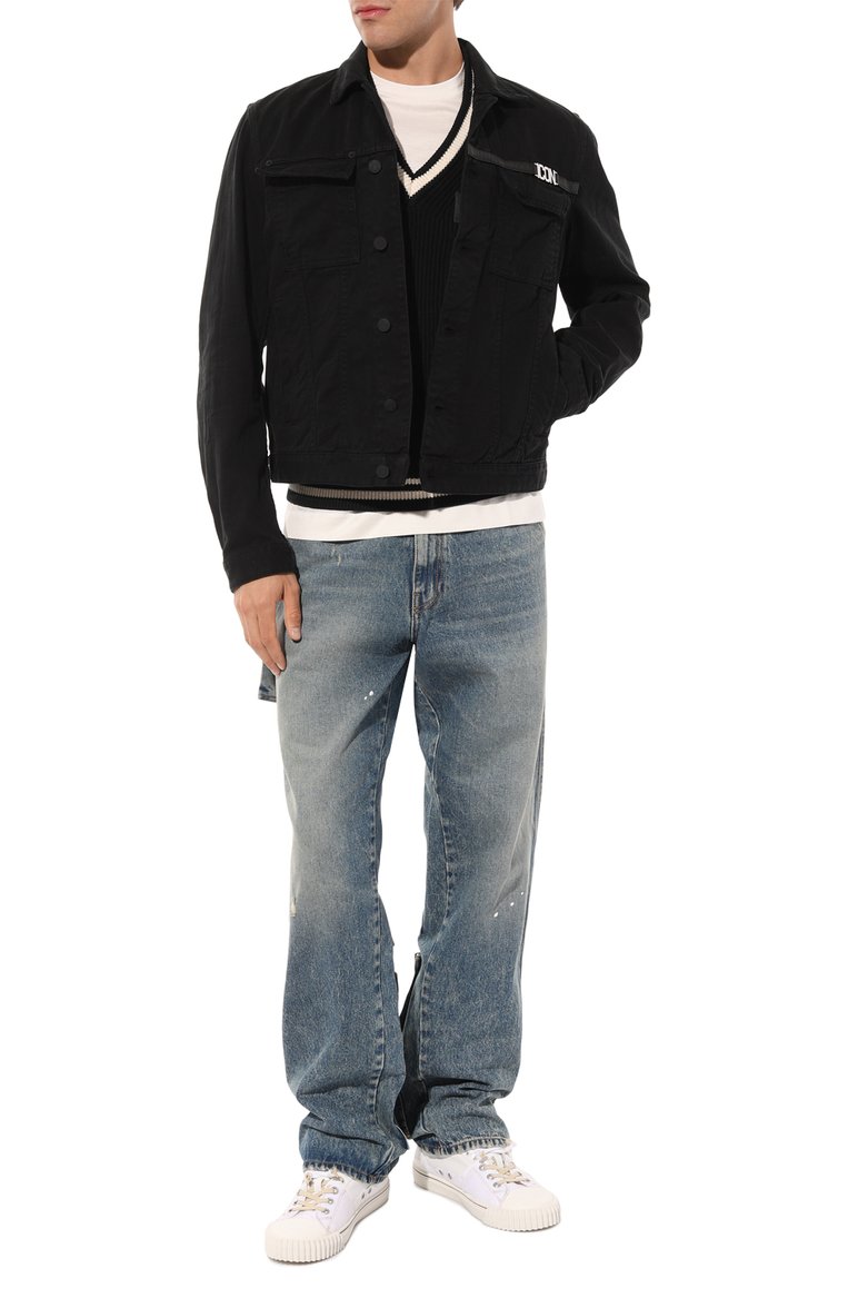 Мужская джинсовая куртка icon DSQUARED2 черного цвета, арт. S79AM0052/S47925 | Фото 2 (Рукава: Длинные; Материал внешний: Хлопок, Деним; Длина (верхняя одежда): Короткие; Кросс-КТ: Куртка, Деним, Легкие; Стили: Кэжуэл)