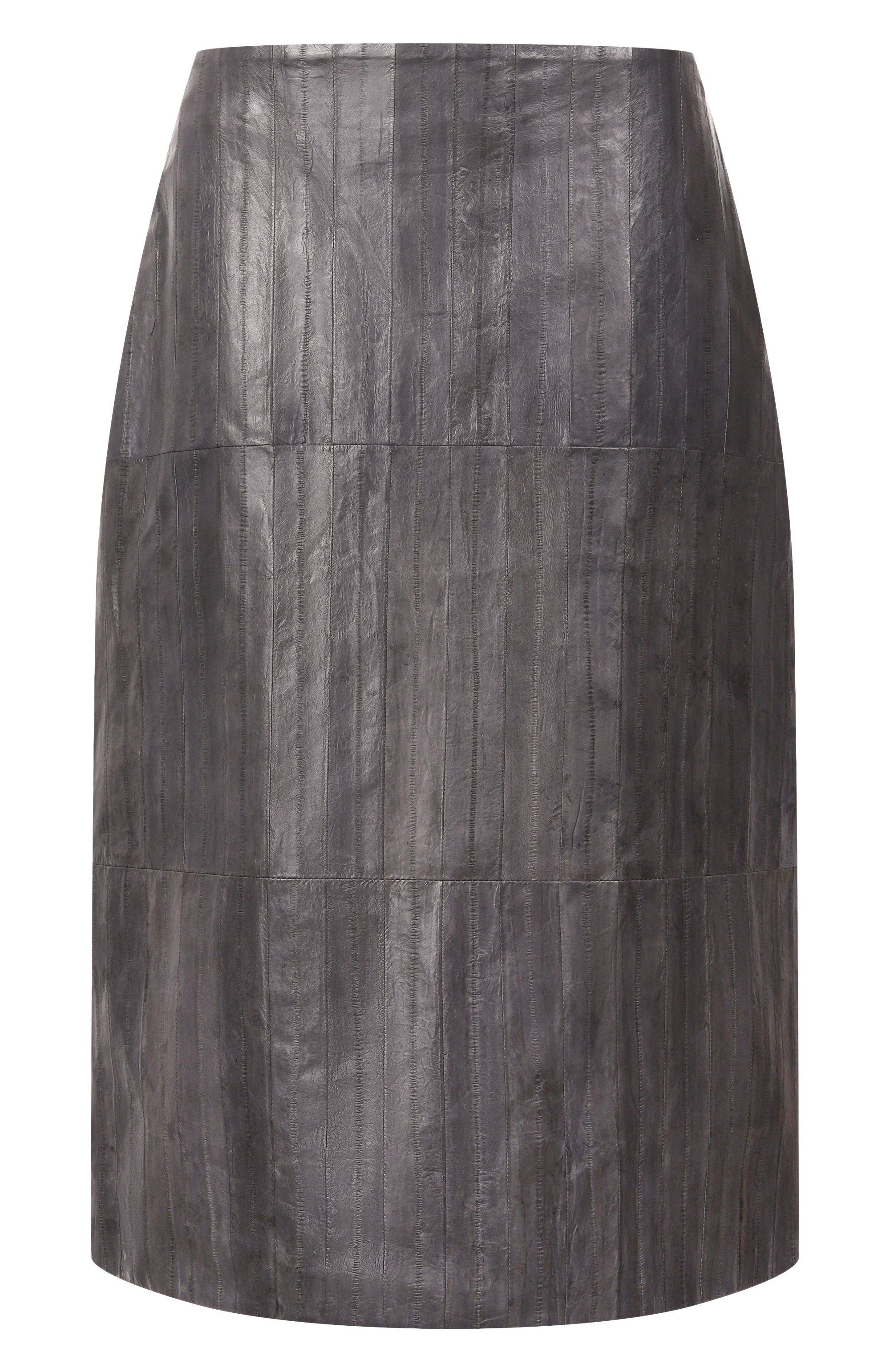 Кожаная юбка JIL SANDER темно-серого цвета по цене 480500 руб., арт. J02MA0294-J07204, фото 1 Кожаная юбка JIL SANDER, арт. J02MA0294-J07204, фото 1