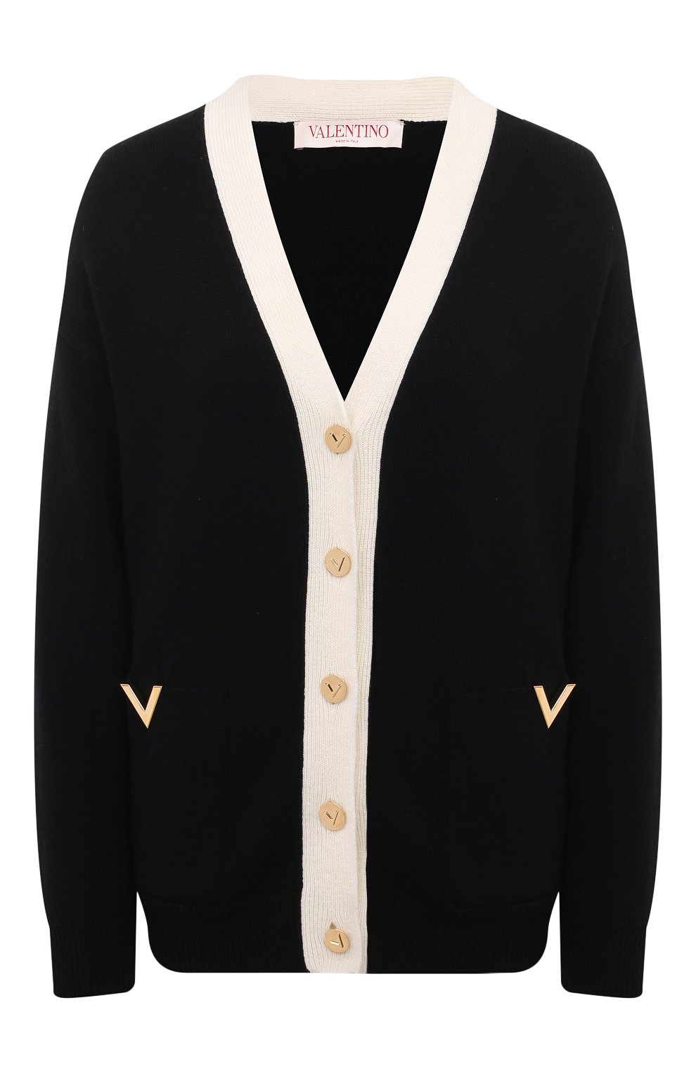 Шерстяной кардиган VALENTINO черно-белого цвета по цене 264000 руб., арт. 4B3KA06S/8DB, фото 1 Шерстяной кардиган VALENTINO, арт. 4B3KA06S/8DB, фото 1