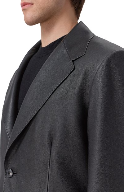 Кожаный пиджак MVST черного цвета по цене 489500 руб., арт. M25.1PM.J004/BIG SIZE/CERV0 SILKY, фото 5 Кожаный пиджак MVST, арт. M25.1PM.J004/BIG SIZE/CERV0 SILKY, фото 5