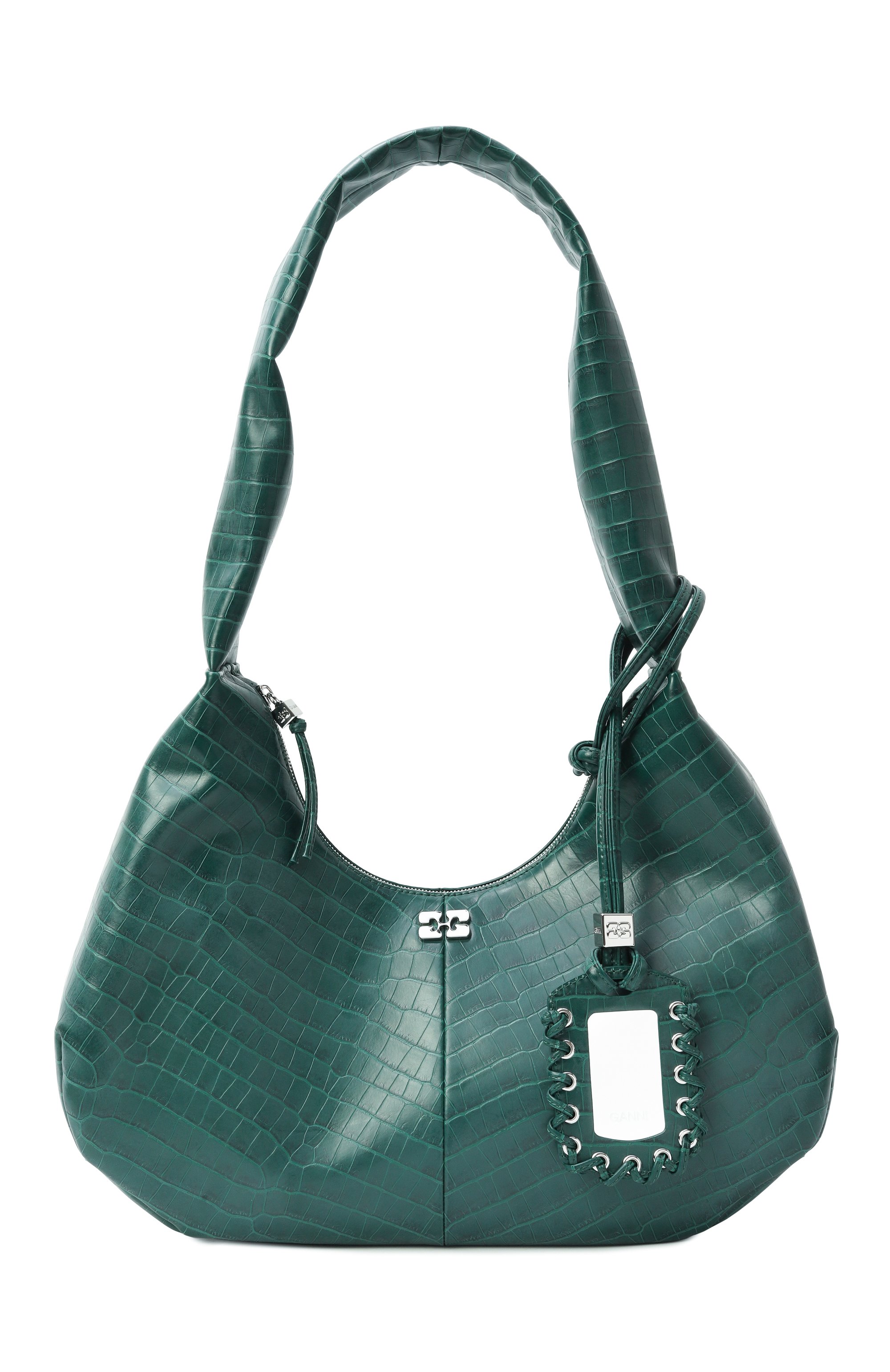 Сумка hobo medium GANNI зеленого цвета по цене 85100 руб., арт. A6867, фото 1 Сумка hobo medium GANNI, арт. A6867, фото 1