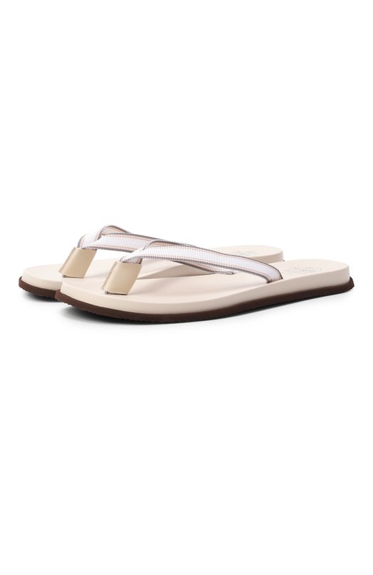 Текстильные шлепанцы Brunello Cucinelli MZUNAVH315 Белый MZUNAVH315