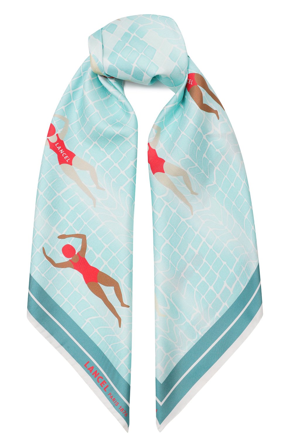 Шелковый платок LANCEL бирюзового цвета по цене 23700 руб., арт. A12914, фото 1 Шелковый платок LANCEL, арт. A12914, фото 1