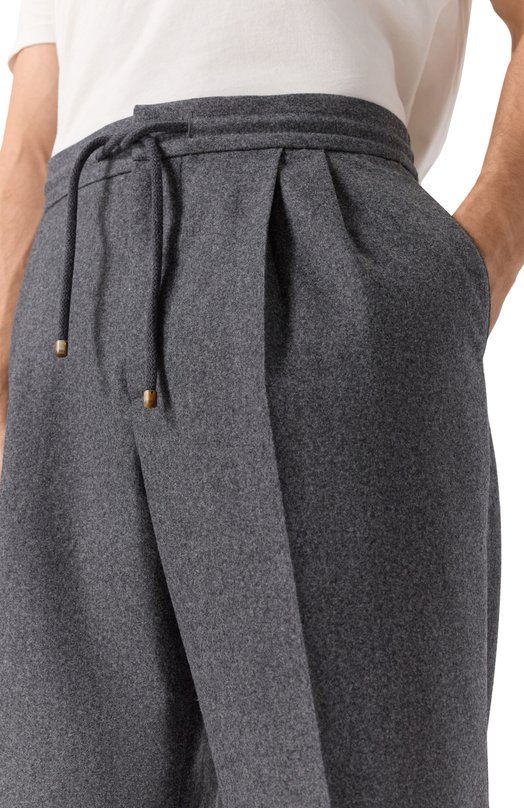 Шерстяные брюки Brunello Cucinelli M038PE1710 Серый  M038PE1710 Фото 5