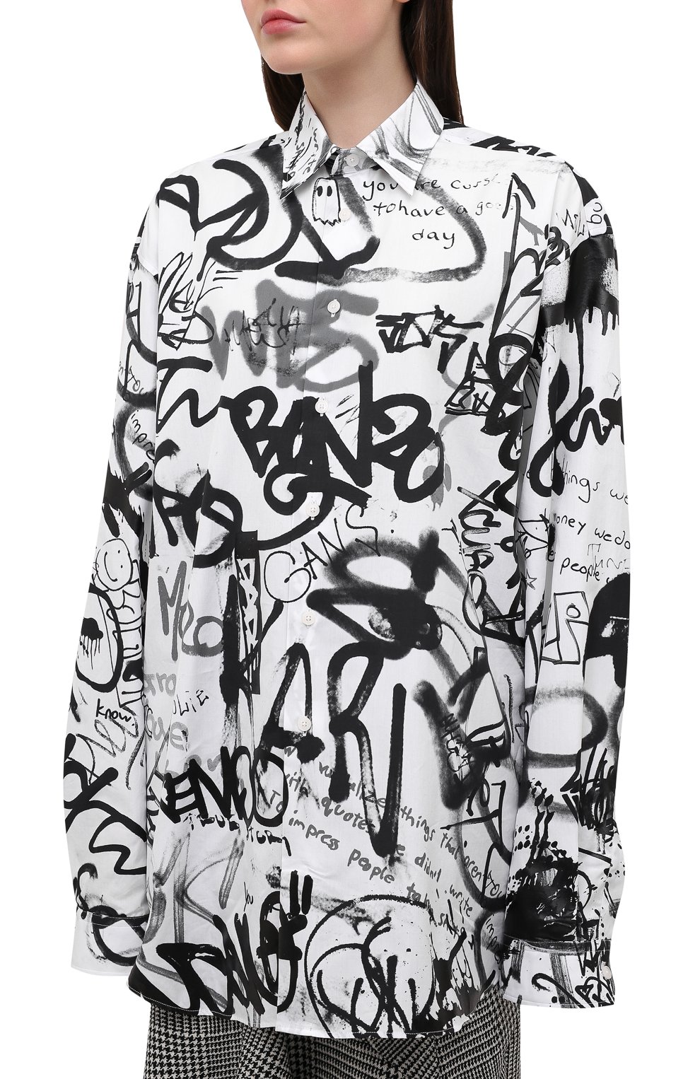 Хлопковая рубашка VETEMENTS черно-белого цвета по цене 68100 руб., арт. UE51SH900B 1008/W, фото 3 Хлопковая рубашка VETEMENTS, арт. UE51SH900B 1008/W, фото 3