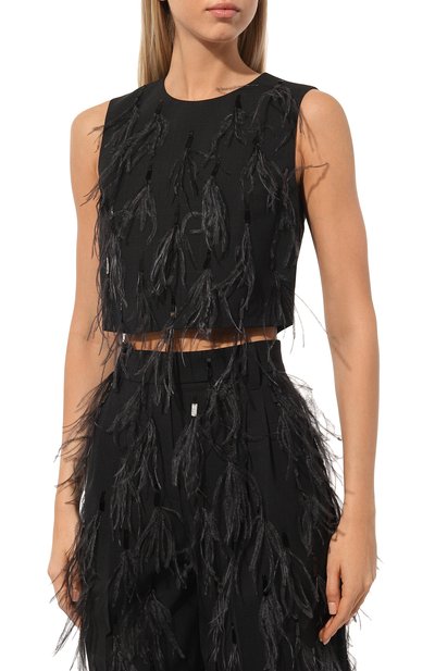 Шерстяной топ с отделкой перьями BRUNELLO CUCINELLI, арт. M0W07HR110, фото 3