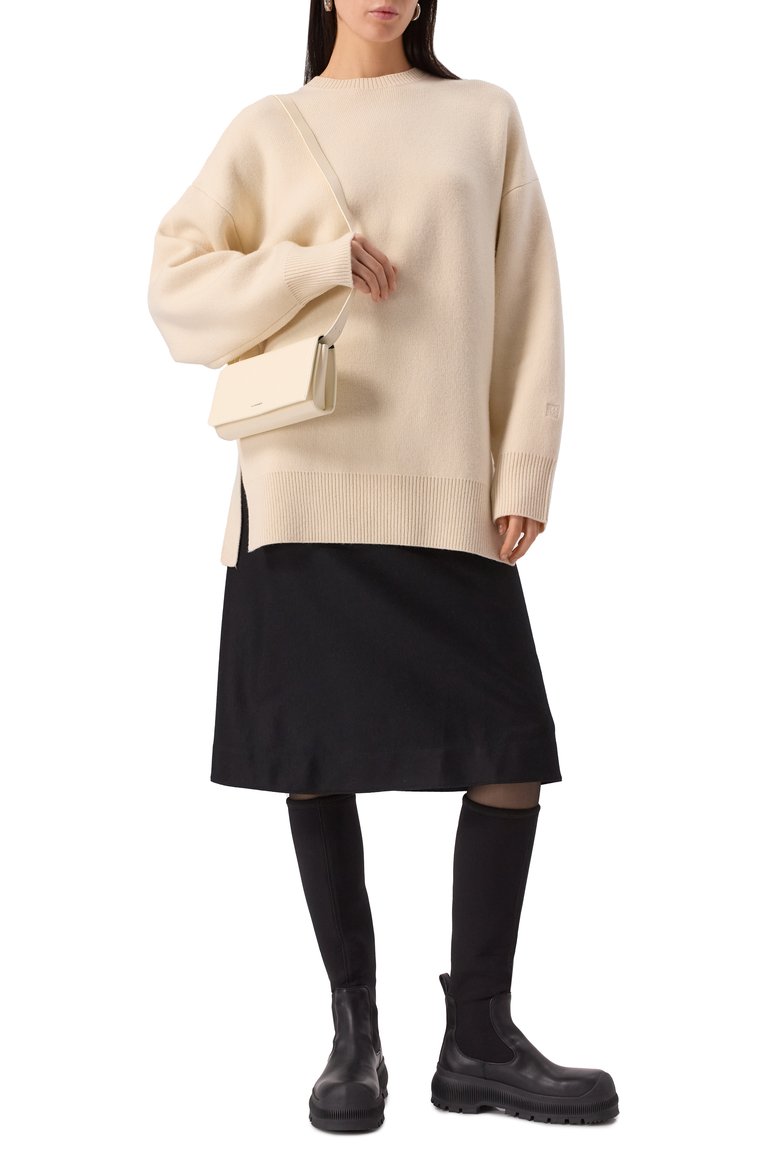 Женская сумка all-day JIL SANDER кремового цвета, арт. J07ZH0012/P5355 | Фото 7 (Размер: mini; Материал: Натуральная кожа; Ремень/цепочка: На ремешке)