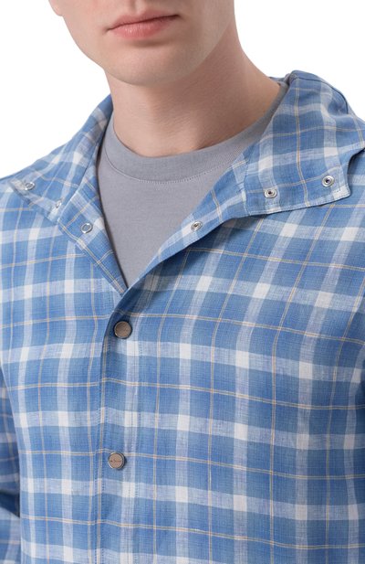 Льняная куртка-рубашка KITON голубого цвета по цене 121000 руб., арт. UMCMARH09617, фото 5 Льняная куртка-рубашка KITON, арт. UMCMARH09617, фото 5