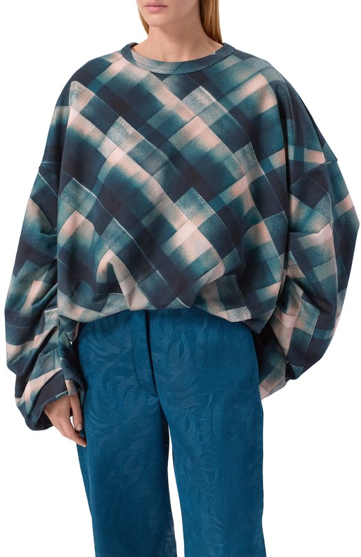 Хлопковый свитшот Dries Van Noten 011141-2614-605 Зелёный  011141-2614-605 Фото 3