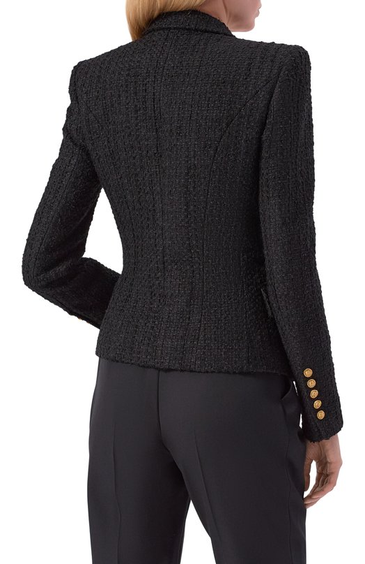 Твидовый жакет Balmain GF1SI505/XL81 Чёрный  GF1SI505/XL81 Фото 4