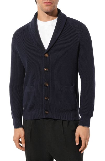 Хлопковый кардиган BRUNELLO CUCINELLI темно-синего цвета по цене 165000 руб., арт. M2874B2216, фото 3 Хлопковый кардиган BRUNELLO CUCINELLI, арт. M2874B2216, фото 3