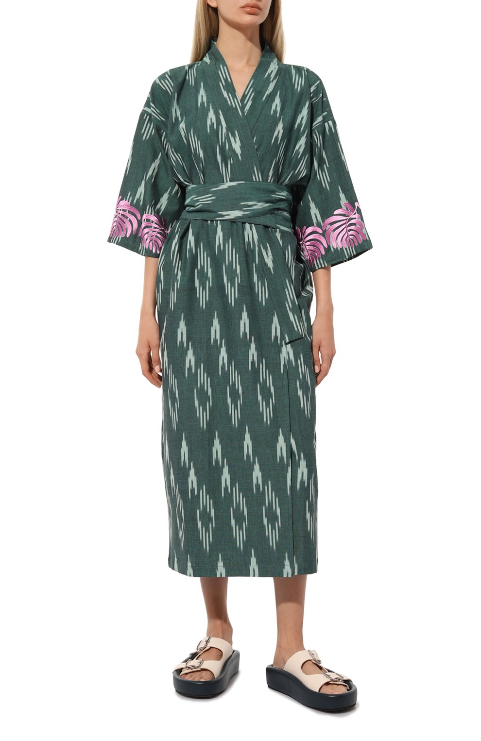 Хлопковое кимоно KLEED LOUNGEWEAR, арт. JAISAL GREEN KIM0N0, фо то 3