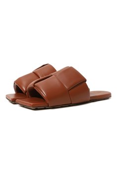 Женские кожаные шлепанцы patch BOTTEGA VENETA коричневого цвета, арт. 741259/VBSD0 | Фото 1 (Материал сплава: Проставлено; Подошва: Платформа; Материал внутренний: Натуральная кожа; Драгоценные камни: Проставлено; Материал внешний: Натуральная кожа)