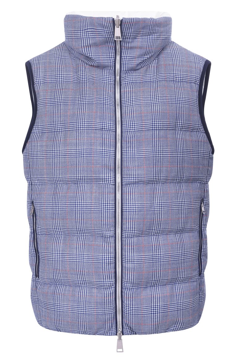 Женский двусторонний жилет KITON синего цвета, арт. D53628K0950E01 | Фото 1 (Материал подклада: Синтетический материал; Длина (верхняя одежда): Короткие; Материал внешний: Шерсть; Кросс-КТ: Пуховик; Стили: Кэжуэл)