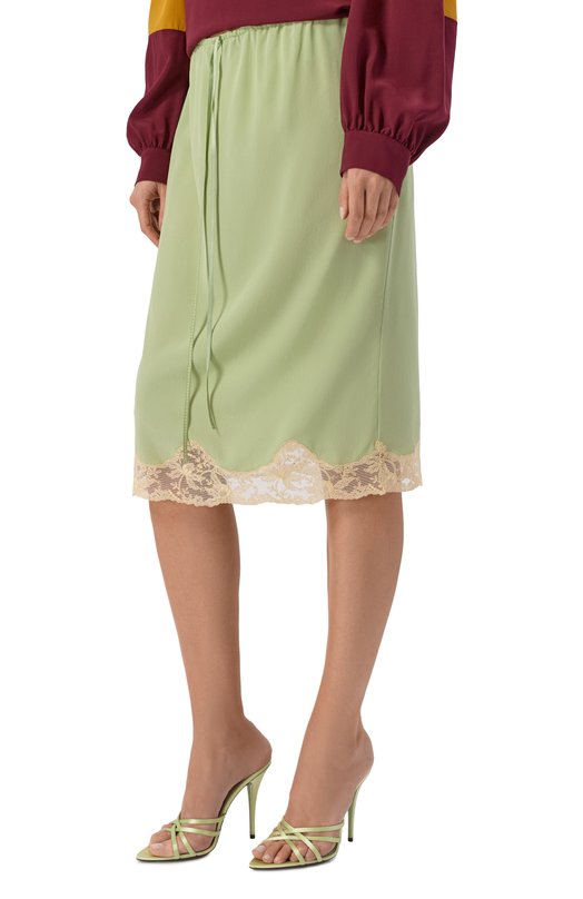 Шелковая юбка Saint Laurent 856886/Y100W Зелёный  856886/Y100W Фото 3