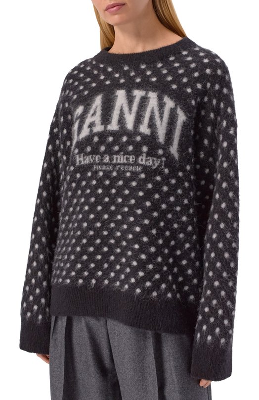 Шерстяной свитер Ganni A1070123 Чёрный  A1070123 Фото 3