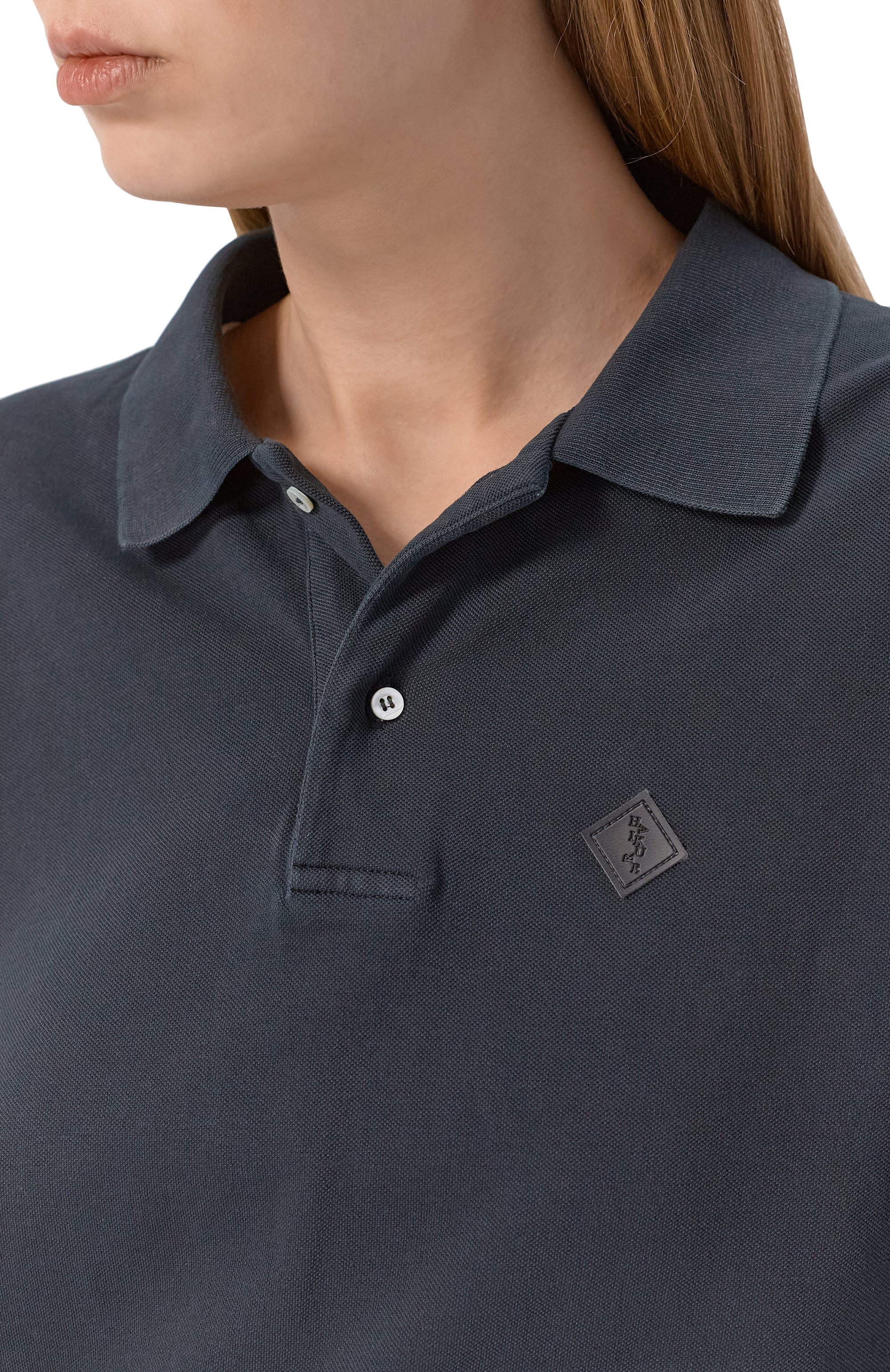 Хлопковое поло HAIKURE темно-синего цвета по цене 31650 руб., арт. HEW54141TP003PX/FREDDIE, фото 5 Хлопковое поло HAIKURE, арт. HEW54141TP003PX/FREDDIE, фото 5