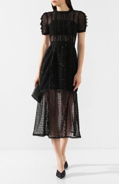 Платье-миди SELF-PORTRAIT черного цвета по цене 47750 руб., арт. RS20-076, фото 2 Платье-миди SELF-PORTRAIT, арт. RS20-076, фото 2