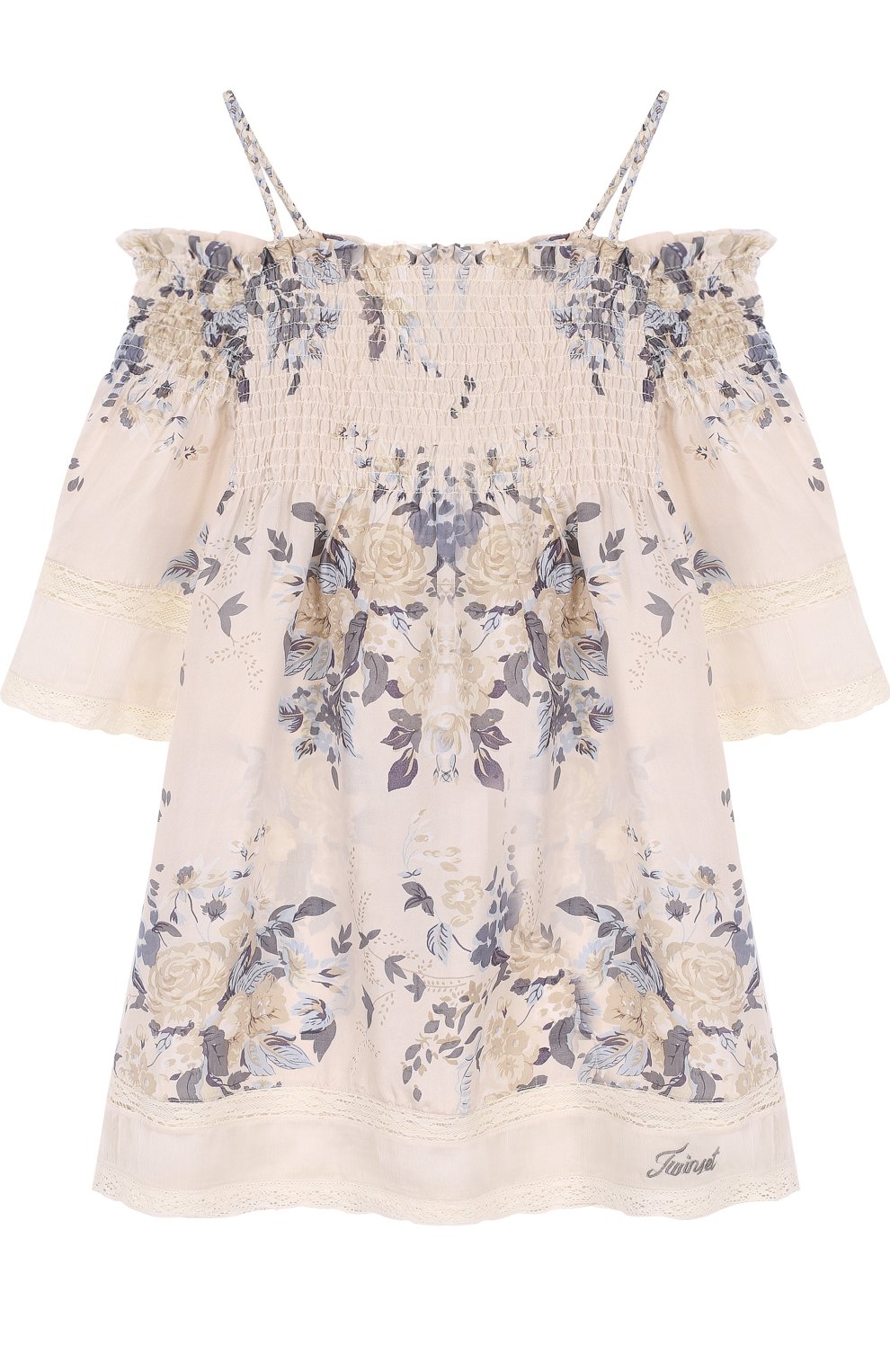 Шелковое платье свободного кроя с кружевной отделкой на тонких бретельках TWINSET, арт. GS82E1/6A-10A, фото 2