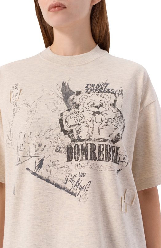 Хлопковая футболка DOMREBEL RUNT T-SHIRT Кремовый  RUNT T-SHIRT Фото 5