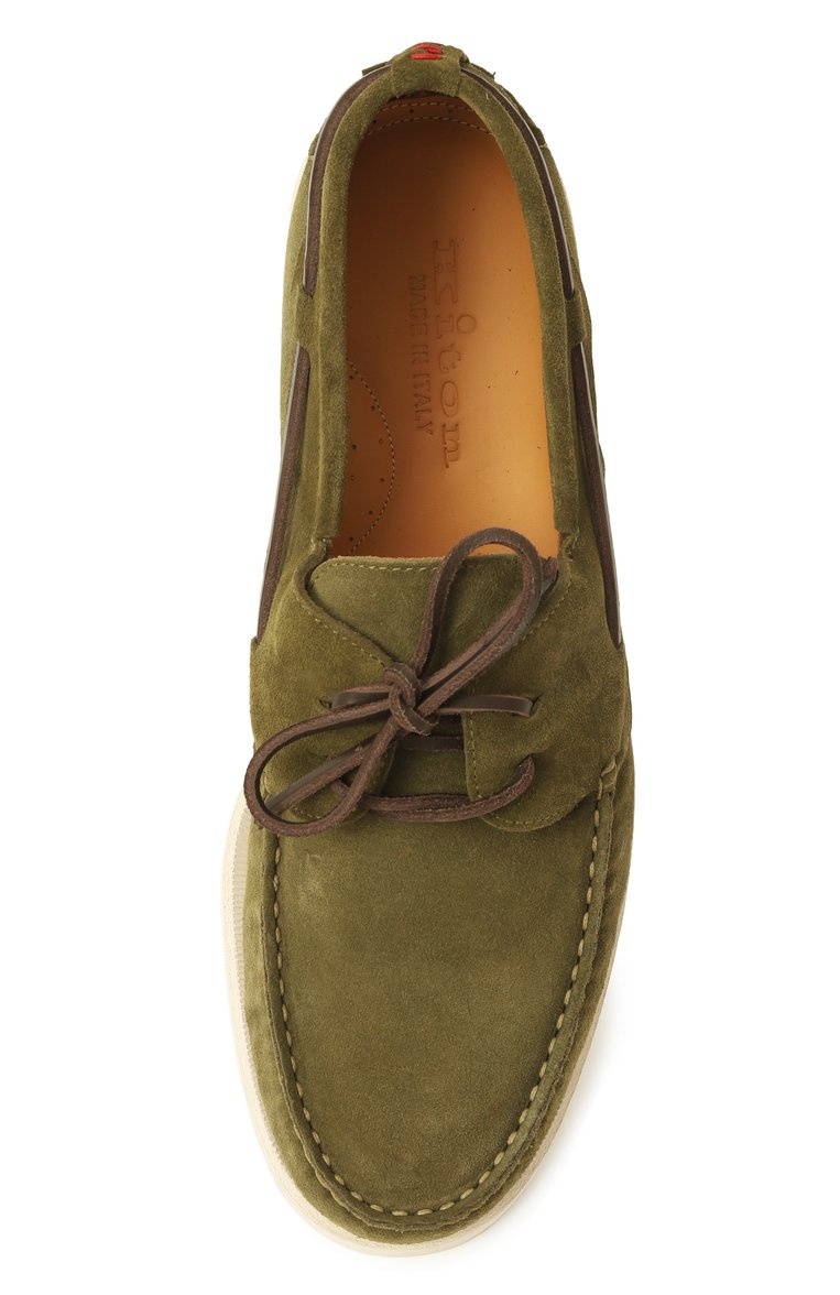 Мужские замшевые топсайдеры KITON хаки цвета, арт. USSA264N0118203 | Фото 6 (Нос: Не проставлено; Материал внутренний: Натуральная кожа; Материал внешний: Натуральная кожа, Замша; Кросс-КТ: топсайдеры; Стили: Кэжуэл)