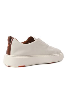 Женские кожаные кеды SANTONI молочного цвета, арт. WBCG61323BARTLLK | Фото 5 (Драгоценные камни: Проставлено; Материал внешний: Натуральная кожа; Материал сплава: Проставлено; Подошва: Платформа; Стили: Кэжуэл; Кросс-КТ: Низкие; Материал утеплителя: Без утеплителя)