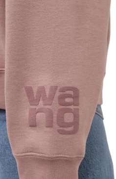 Женский хлопковое худи ALEXANDERWANG.T розового цвета, арт. 4CC1202025 | Фото 5 (Материал внешний: Хлопок; Рукава: Длинные; Длина (для топов): Стандартные; Женское Кросс-КТ: Худи-одежда; Стили: Кэжуэл; Драгоценные камни: Проставлено; Материал сплава: Проставлено)