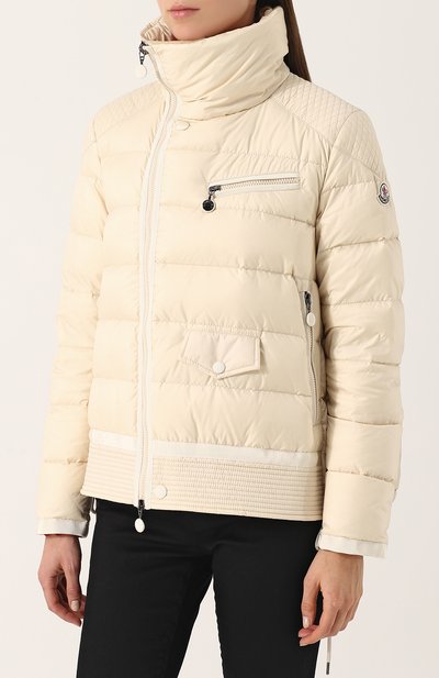 Стеганый пуховик с косой молнией и воротником-стойкой MONCLER, арт. C2-093-45303-85-549K3, фото 3