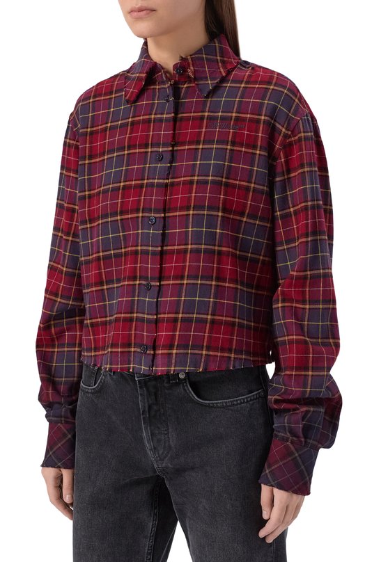 Хлопковая рубашка Off-White 0WGE02HF25FAB001 Бордовый  0WGE02HF25FAB001 Фото 3