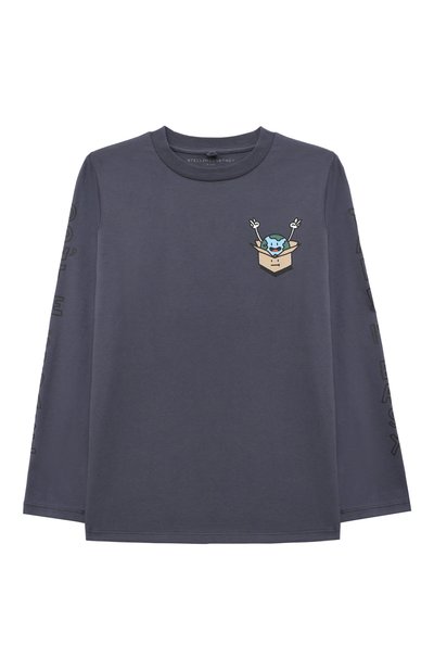 Хлопковый лонгслив STELLA MCCARTNEY темно-синего цвета по цене 9560 руб., арт. TT8T30, фото 1 Хлопковый лонгслив STELLA MCCARTNEY, арт. TT8T30, фото 1