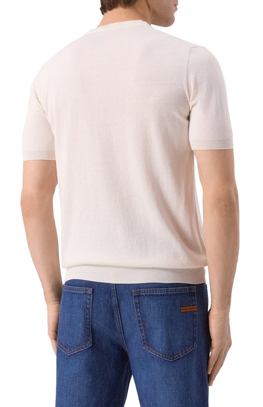 Джемпер из шелка и хлопка Corneliani 25M550-2525165 Кремовый  25M550-2525165 Фото 4