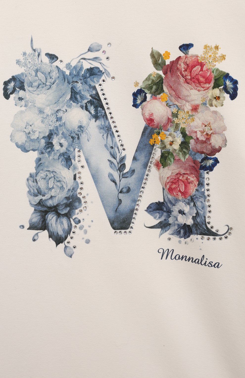 Хлопковый лонгслив MONNALISA молочного цвета по цене 8750 руб., арт. 19D605, фото 3 Хлопковый лонгслив MONNALISA, арт. 19D605, фото 3