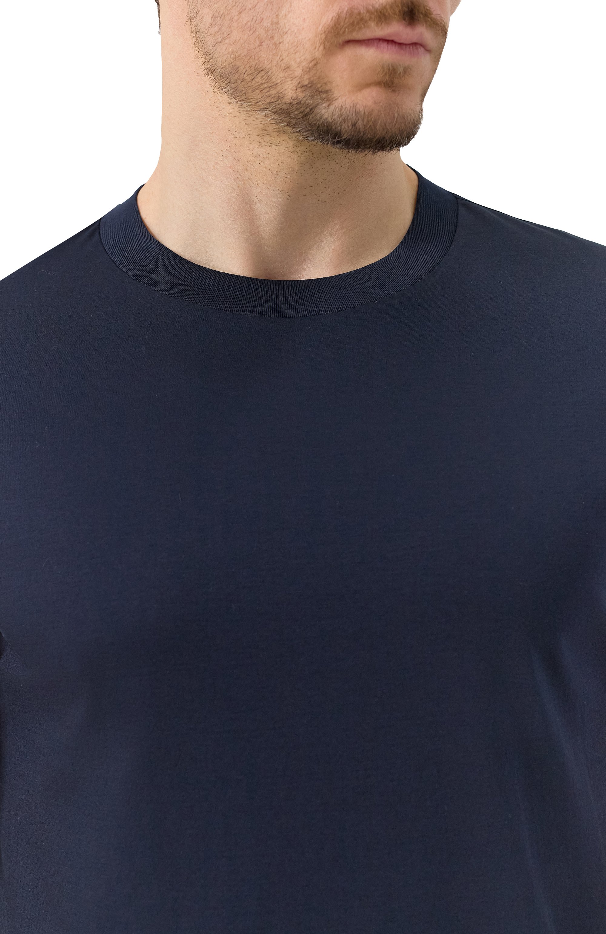 Хлопковая футболка BOSS темно-синего цвета по цене 13450 руб., арт. 50523931, фото 5 Хлопковая футболка BOSS, арт. 50523931, фото 5