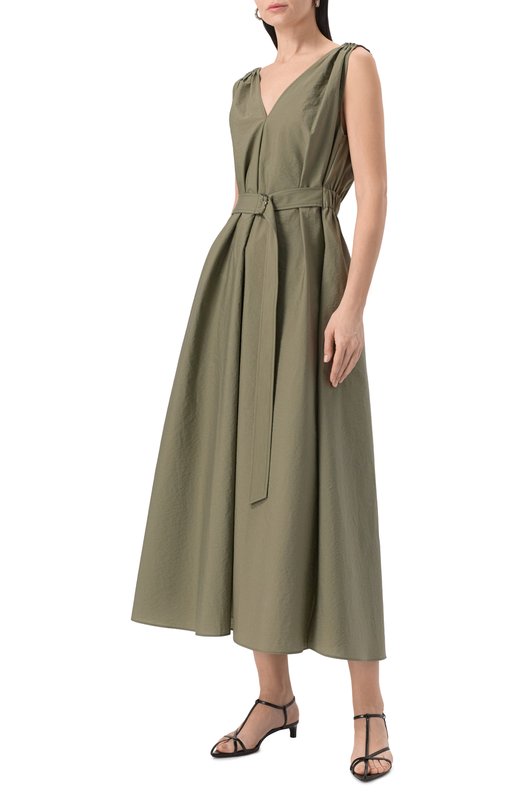 Хлопковое платье Brunello Cucinelli M0F79A5092 Хаки  M0F79A5092 Фото 3