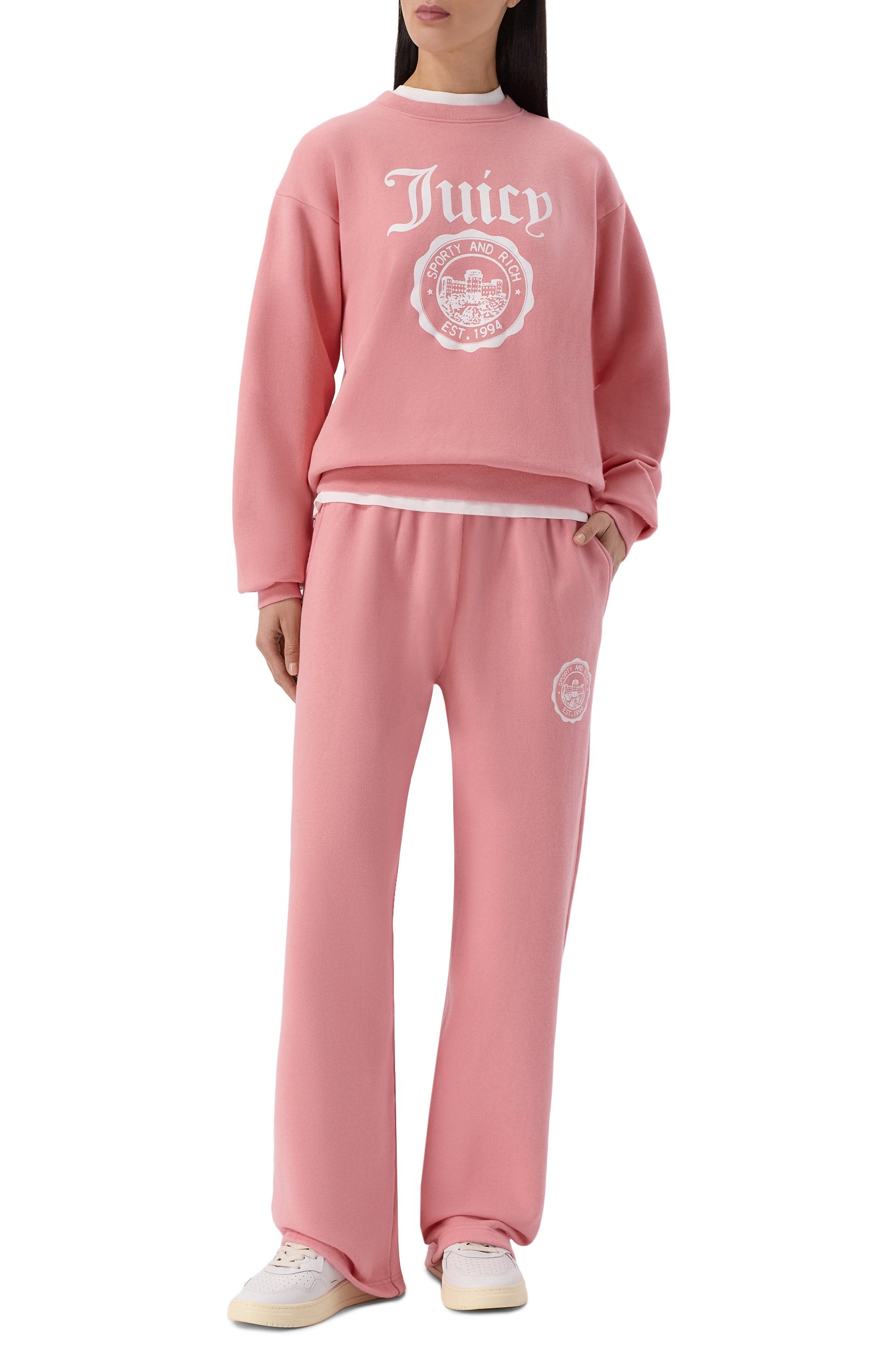 Хлопковый свитшот sporty & rich x juicy couture SPORTY AND RICH, арт. ST071716691PI07/JUICY EMBLEM CREWNECK, фото 2
